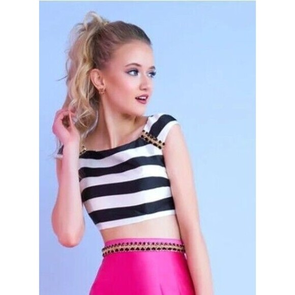 New MAC DUGGAL 30117 Black White Fuchsia After 5 2-Piece Dress Women's (6) $218 - Picture 2 of 13